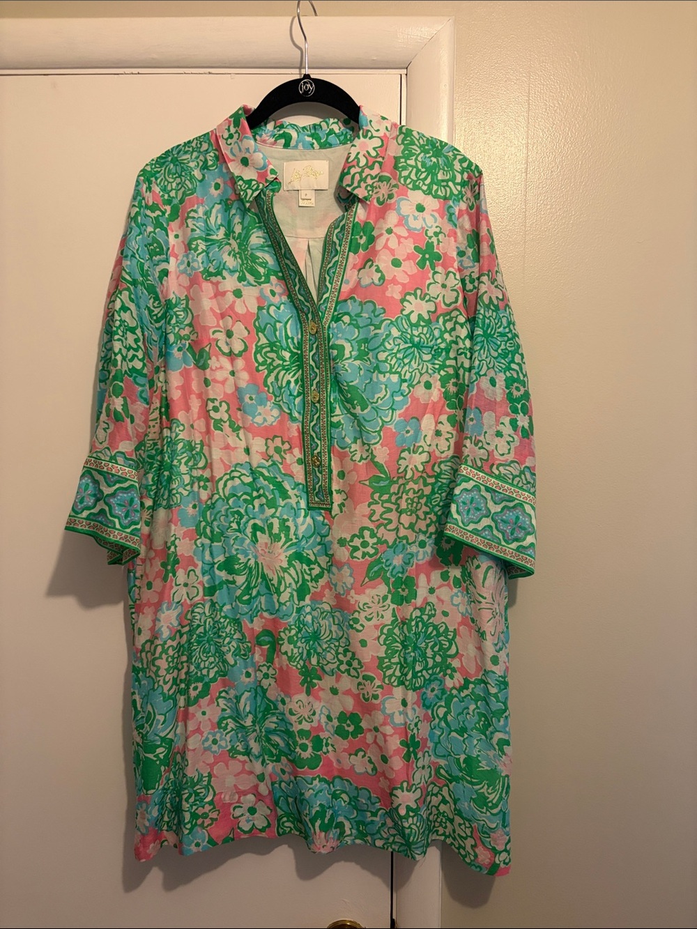 Lilly Pulitzer Pink & Green Floral Tunic with Trim